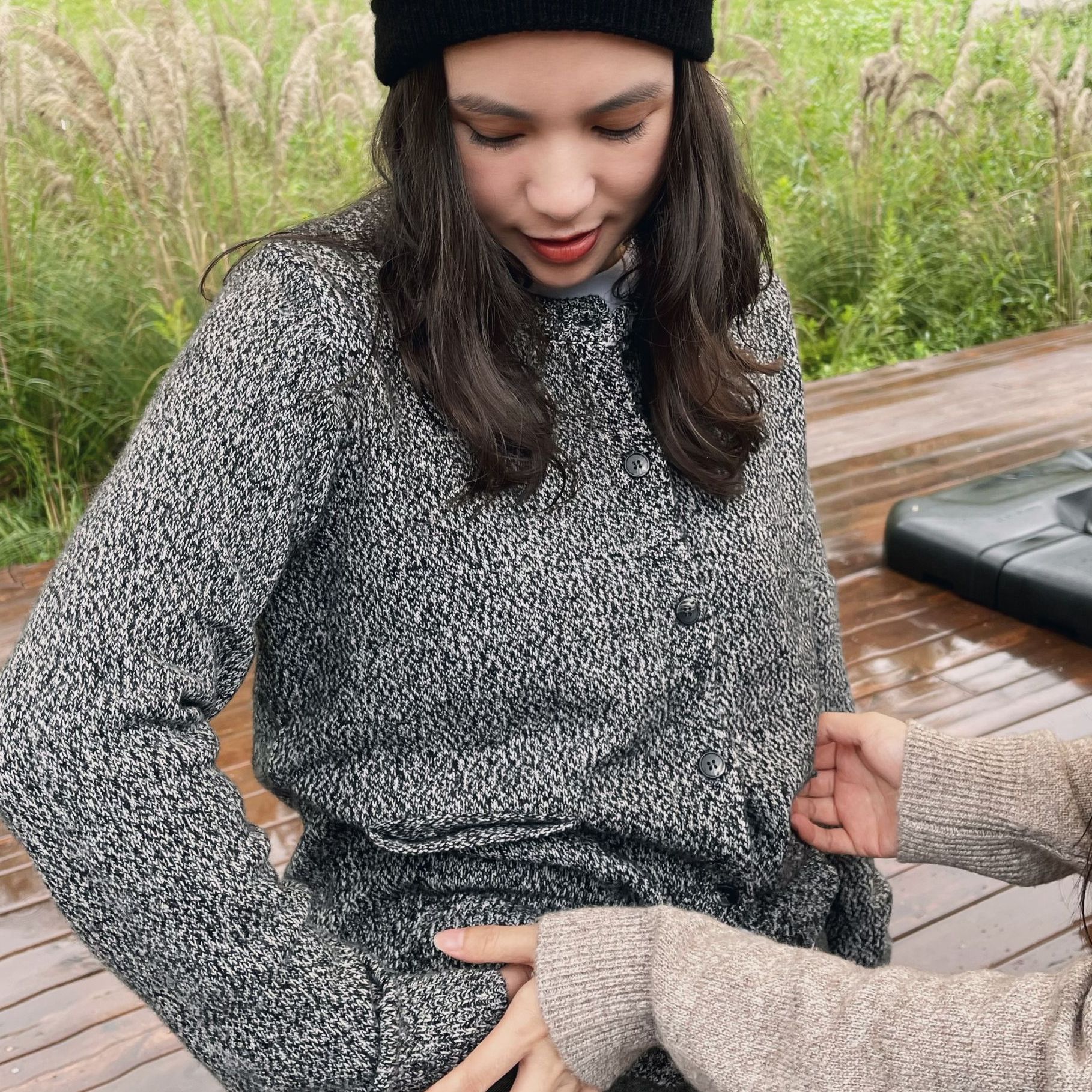 【100绵羊毛】约通勤外搭开衫女25新款复古羊毛衫 2522