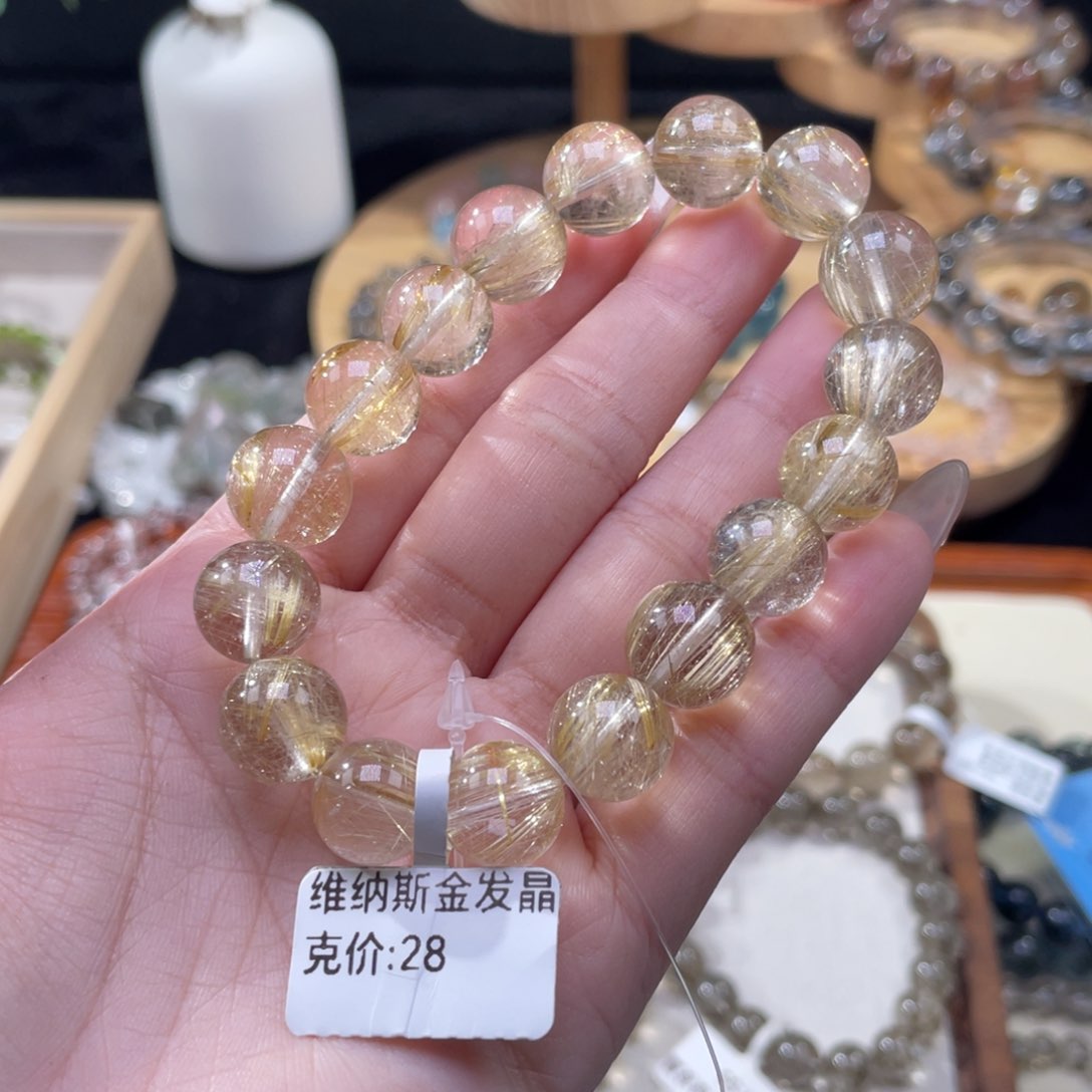 水晶手串未镶嵌还**呢维纳斯金发晶