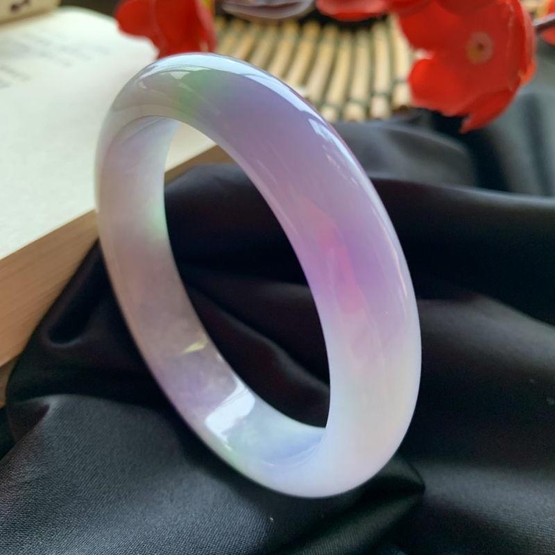 春彩翡翠手镯正圈冰糯种圈口5657
