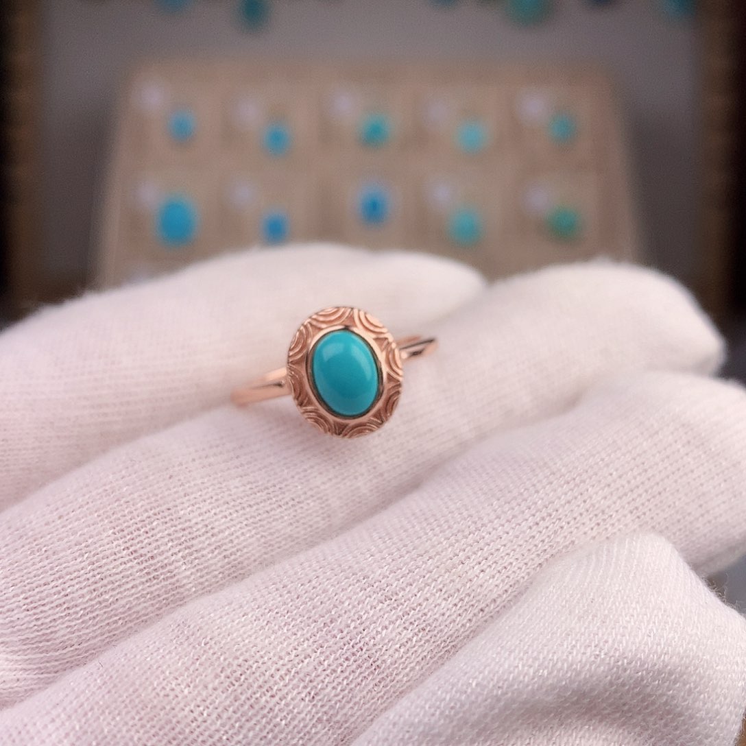 绿松石戒指银S925镶嵌