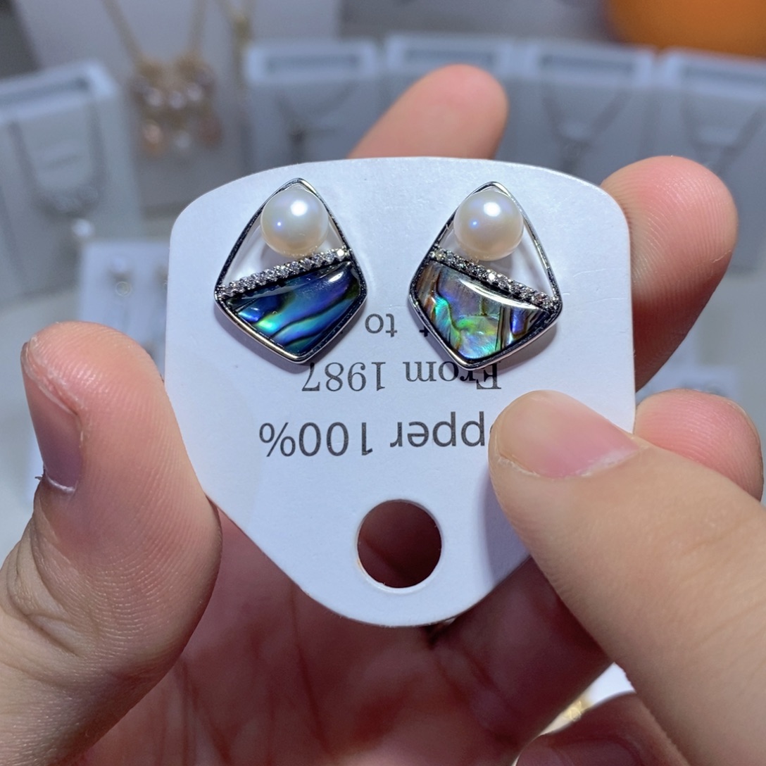 淡水珍珠耳饰银S925镶嵌