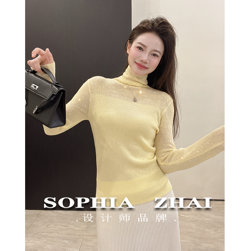 仙女烫水钻Bling闪小众时髦修身性感内搭羊毛打底针织衫名媛毛衣