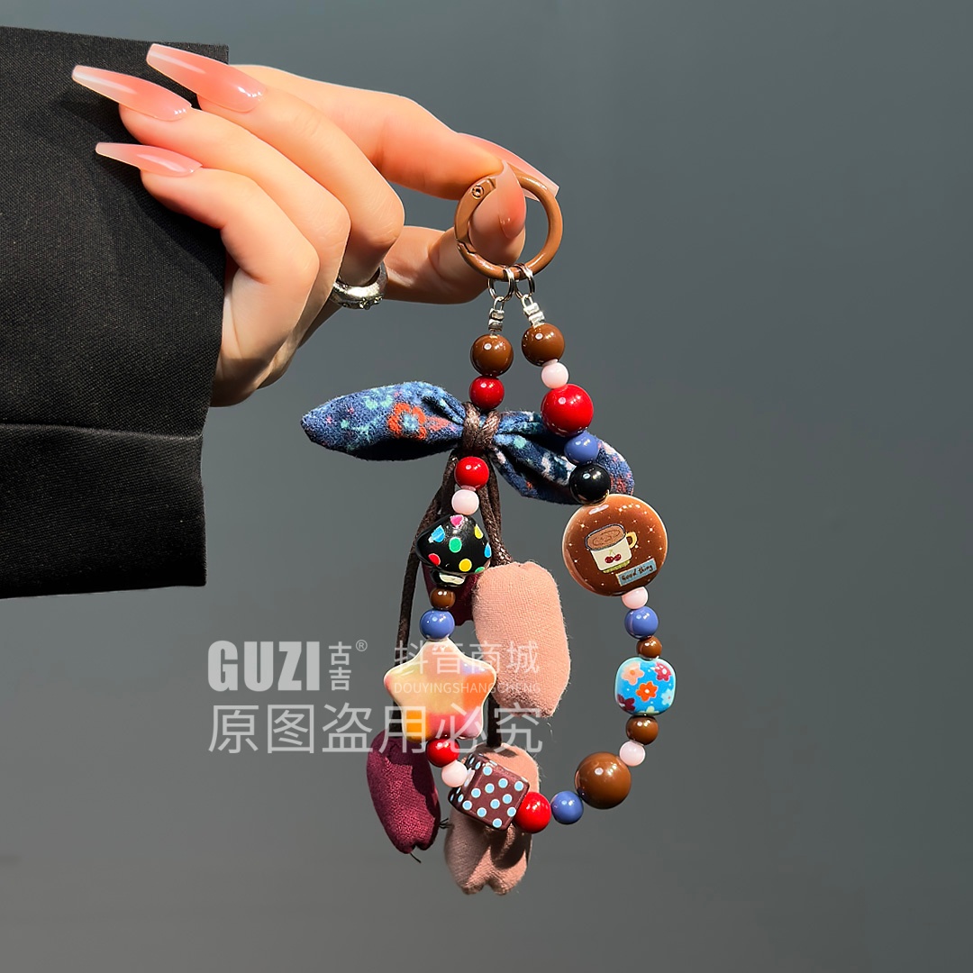 复古文艺手机链精致手工布艺挂绳个性创意短款防丢女款手机壳挂链