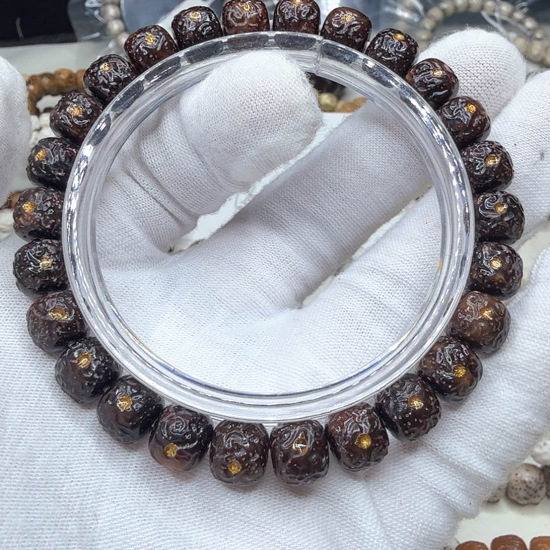 星月菩提吊坠M***生烫金黑魔