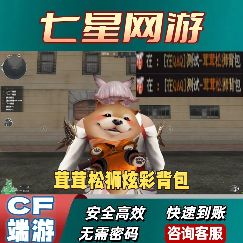 CF穿越火线茸茸松狮炫彩背包永久非虎牙热带奇洋三角洲跑刀代肝