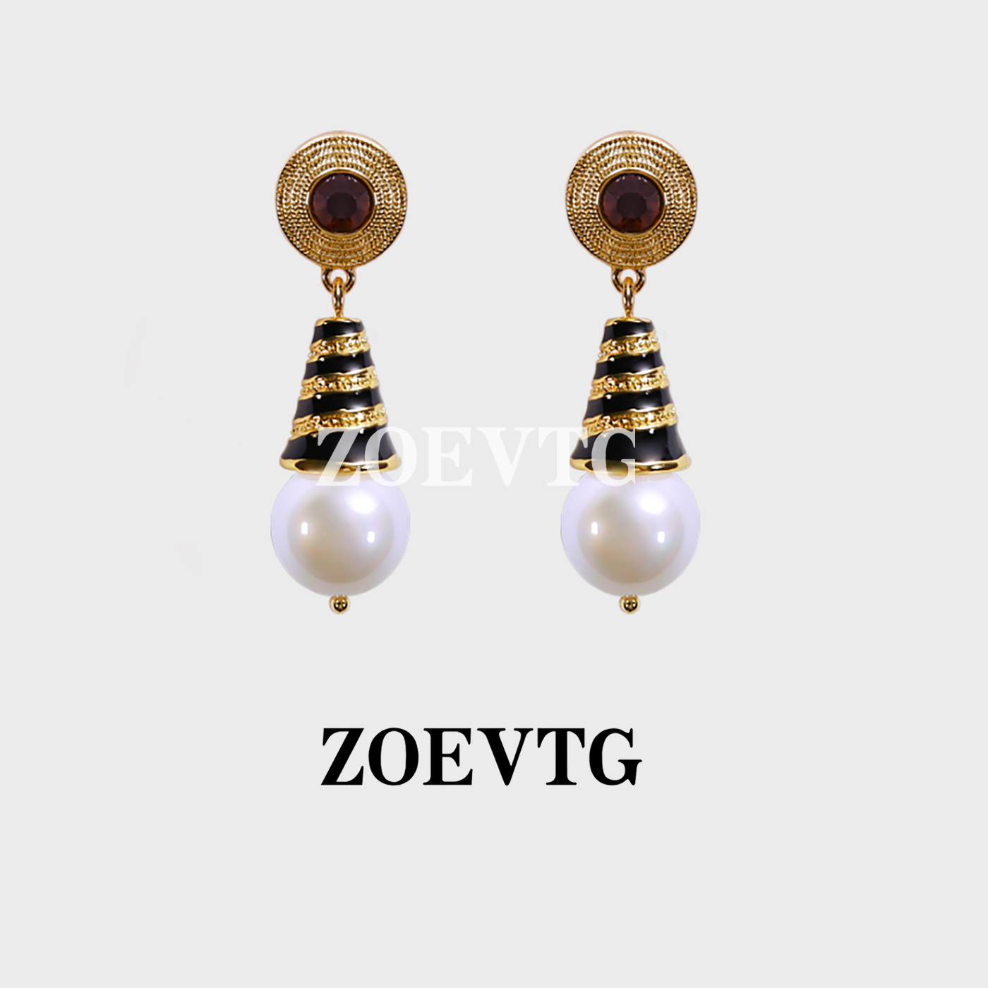 镀K金耳饰 小蜜蜂】珐琅釉中古西洋复古vintage黑金耳钉耳夹1002