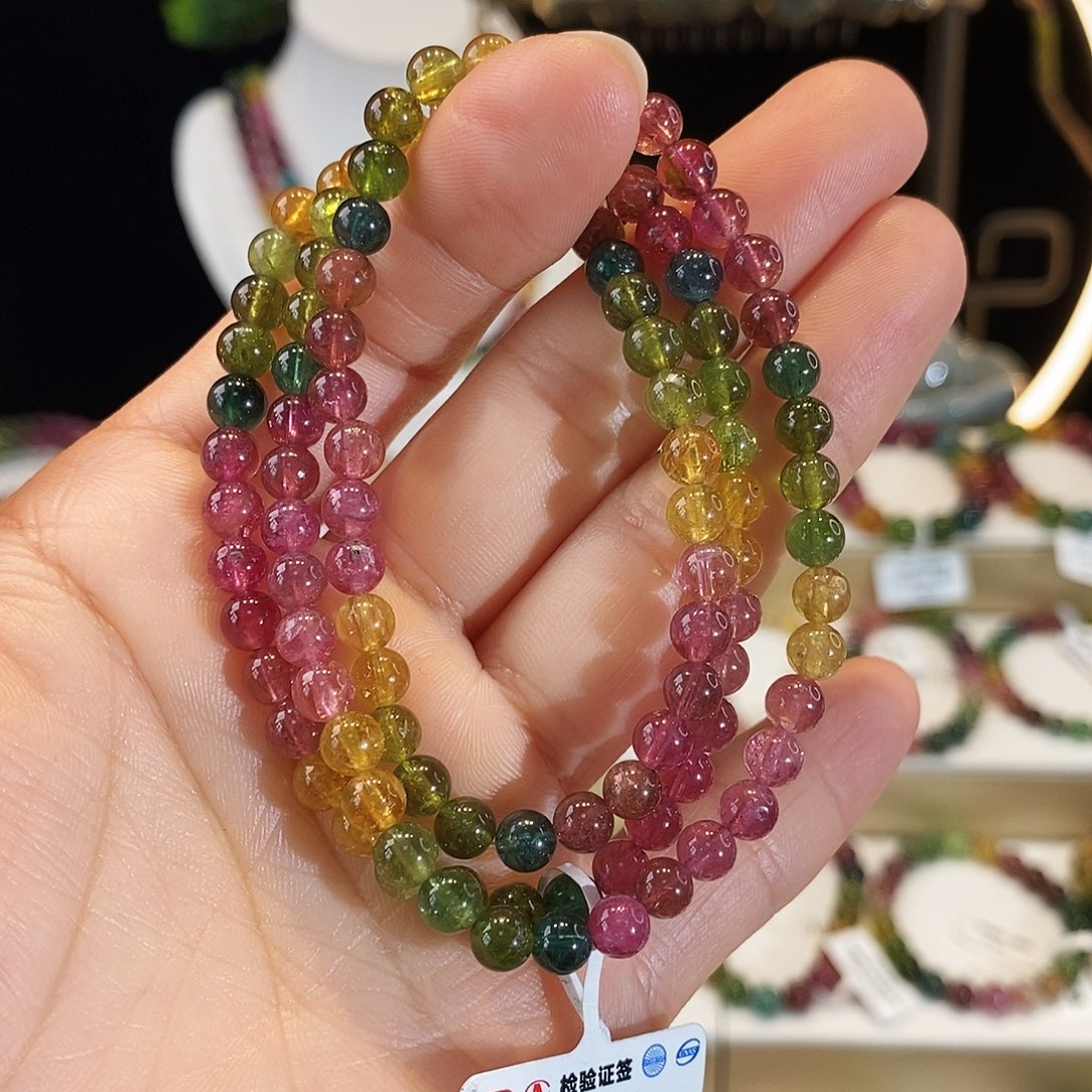 碧玺手链未镶嵌G2470三圈颜色微差