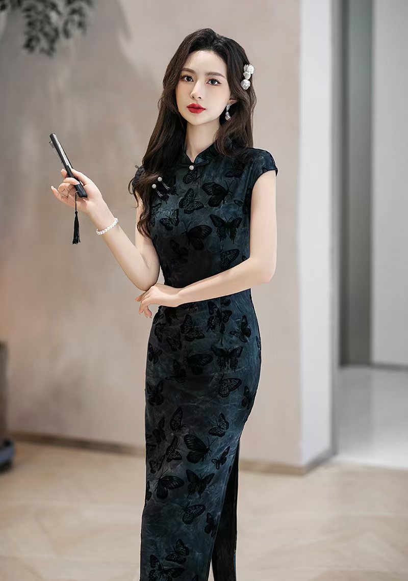 【炸毛姐专属】小青高端夏季显瘦时尚中长款改良修身无袖弹力旗袍A7