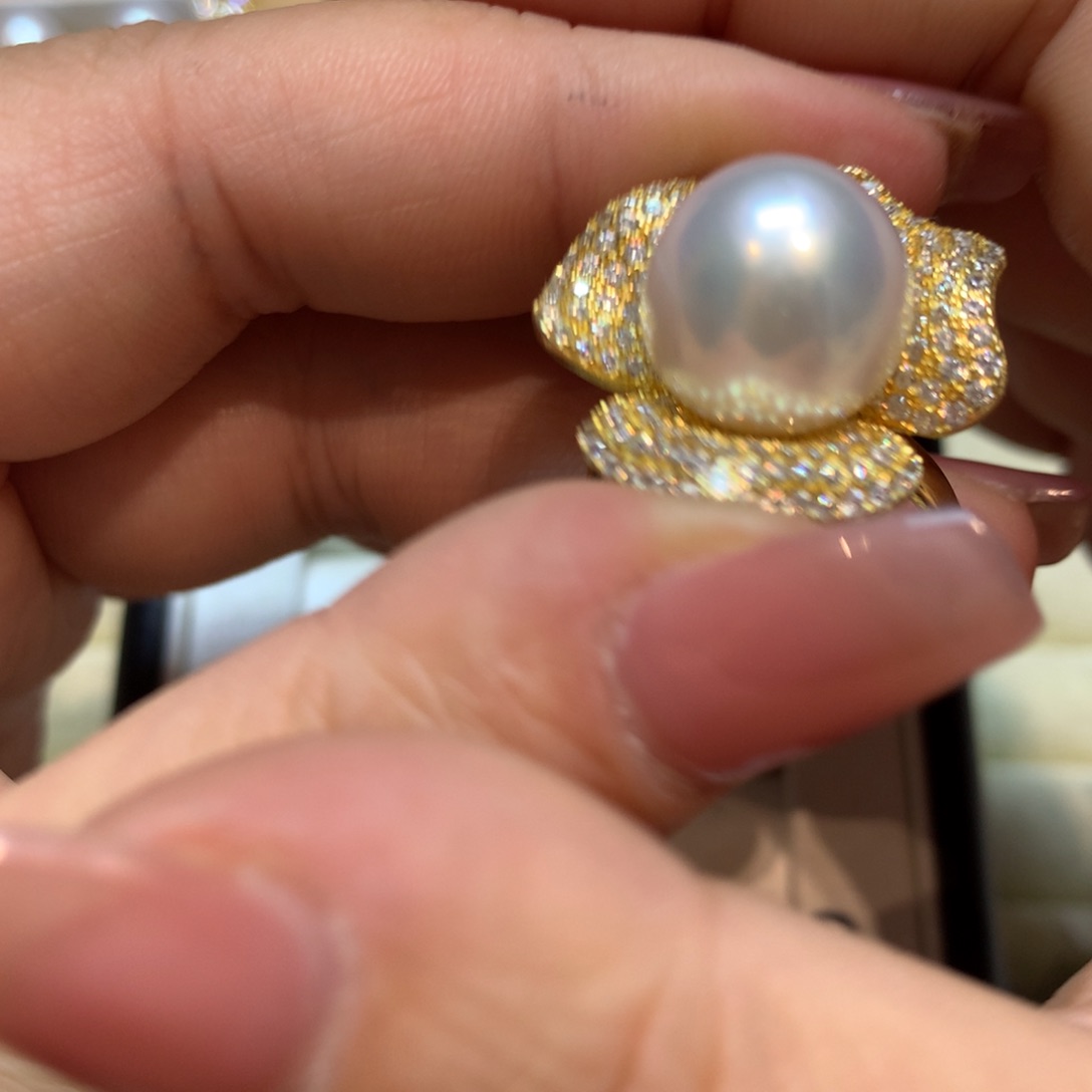 海水珍珠戒指银S925镶嵌