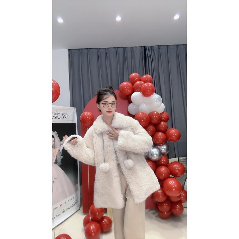 梦梦【0818】中长款气质毛球时尚外套