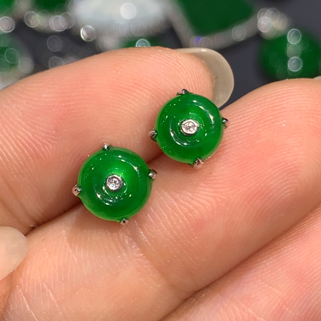 翡翠耳饰18K金镶嵌8、