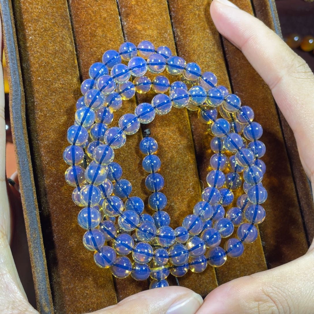 蓝珀未镶嵌裸石6加108净水天空蓝
