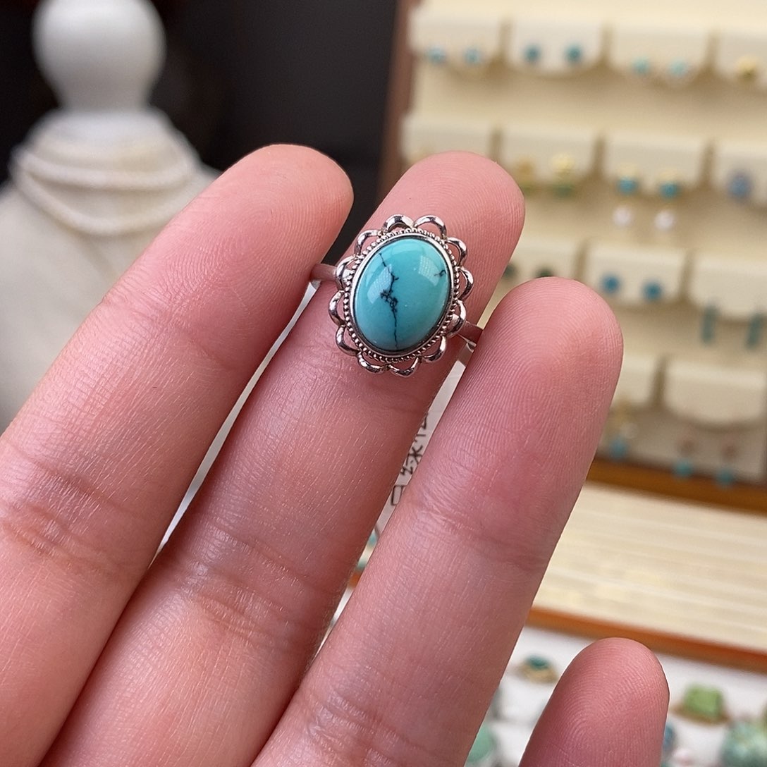 绿松石戒指银S925镶嵌