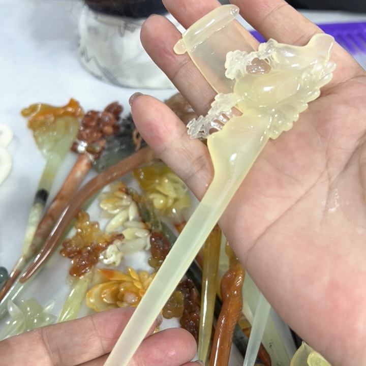 定制蛇纹石玉毛货发饰