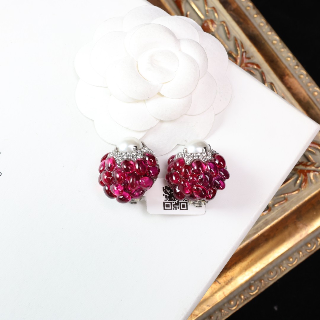 合金耳饰 柚礼中古/红琉璃耳夹cx510360