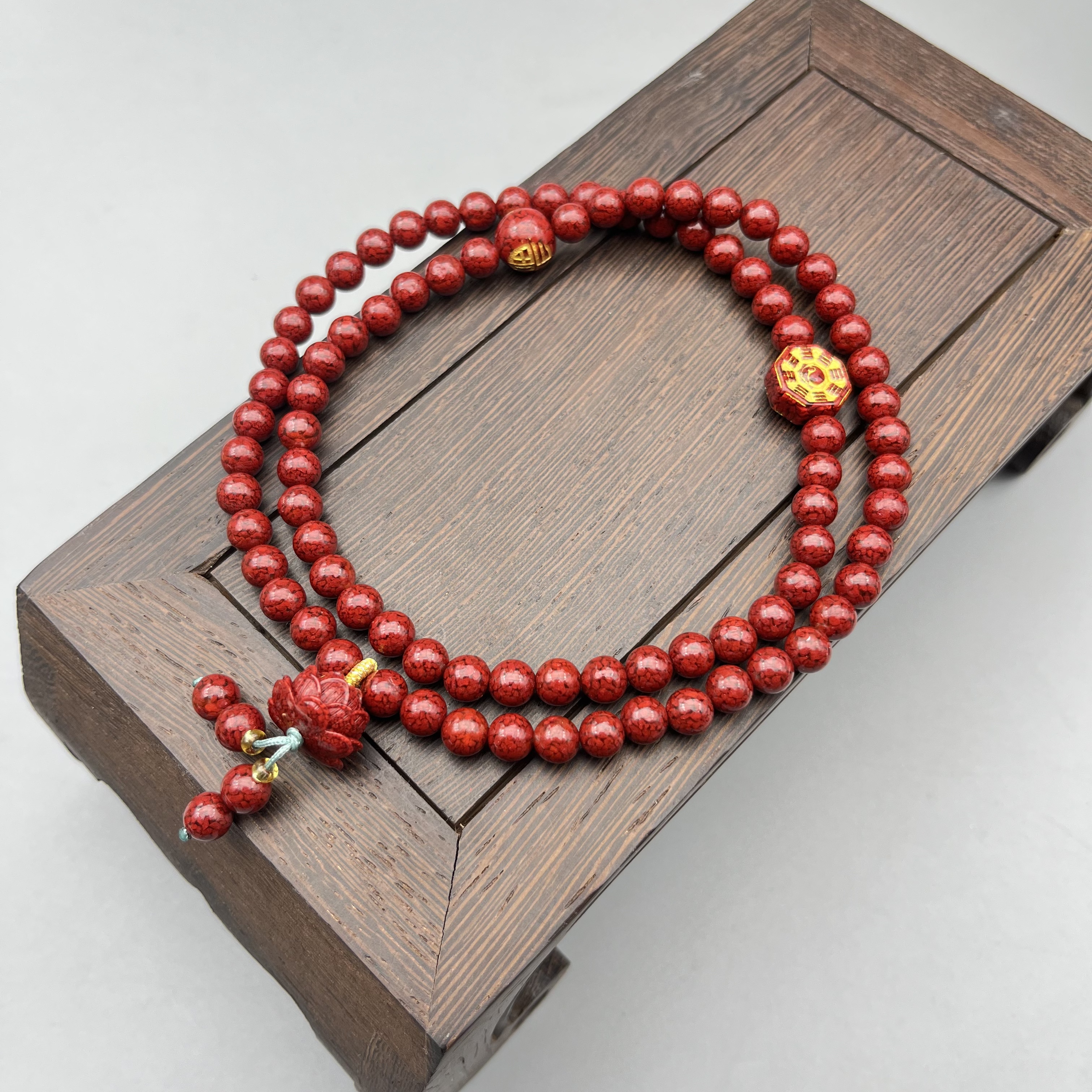 含辰砂工艺品JT325-6mm晶体多圈带莲花福字珠女手串