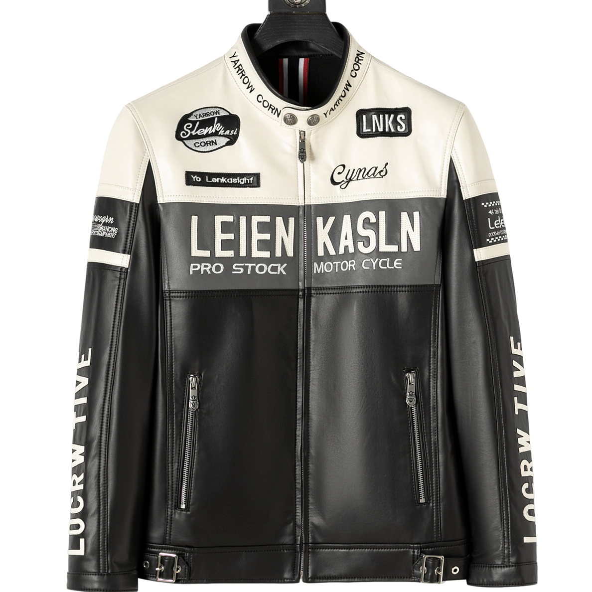 重工保暖潮牌真皮服秋冬刺绣皮衣加绒薄款春秋冬男士赛车服防风