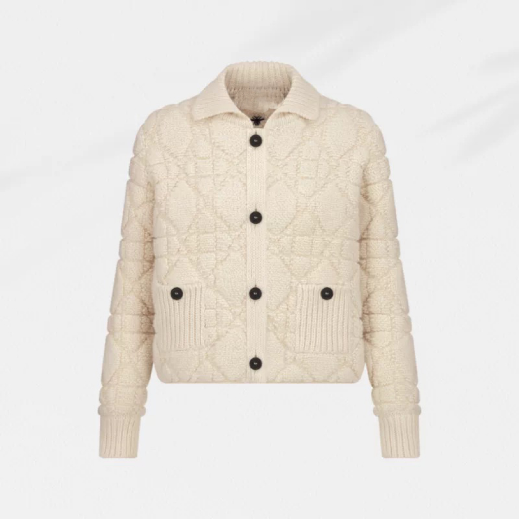 DD190羊毛小香风翻领藤格纹外套