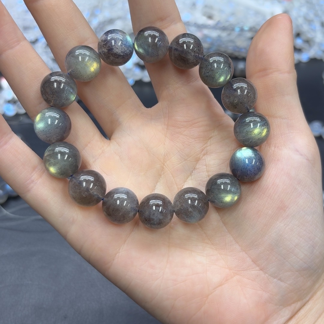手串未镶嵌拉长石五***啾灰月光单圈卡13mm左右