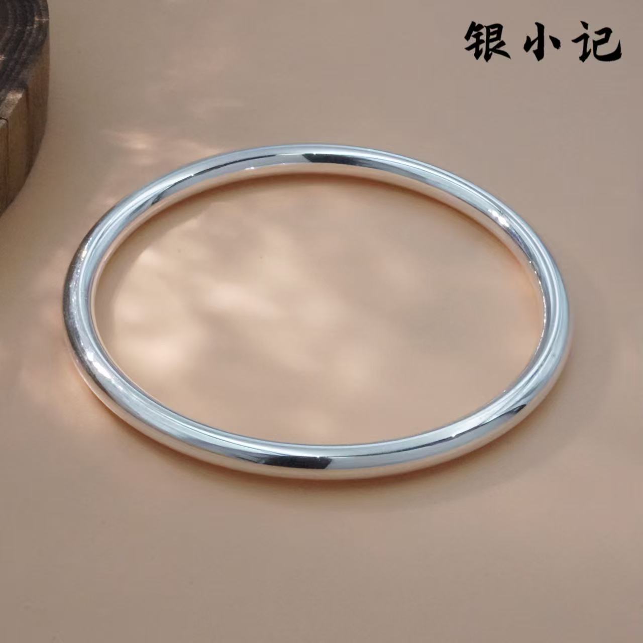 足银手镯 银小记足银古法素圈镯女足银手镯经典传承好运礼