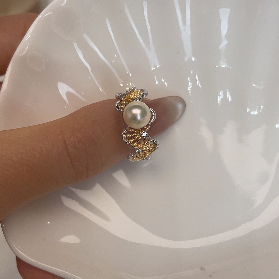 海水珍珠戒指银S925镶嵌