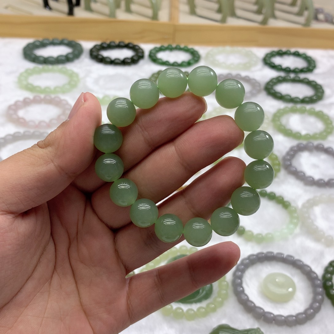 未镶嵌手串和田玉（冰晴绿12）