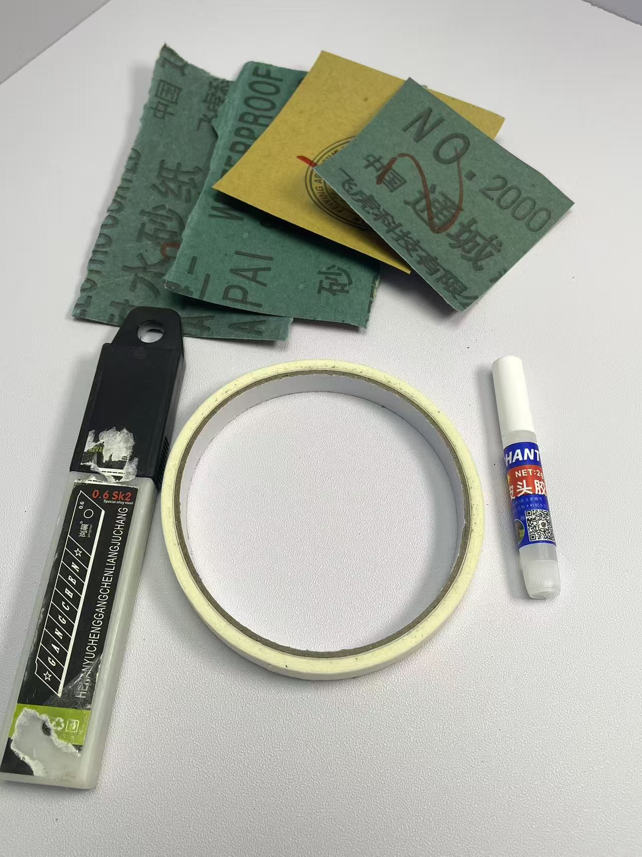 手工换皮头 维修包 砂纸 美纹纸 刀片 胶水