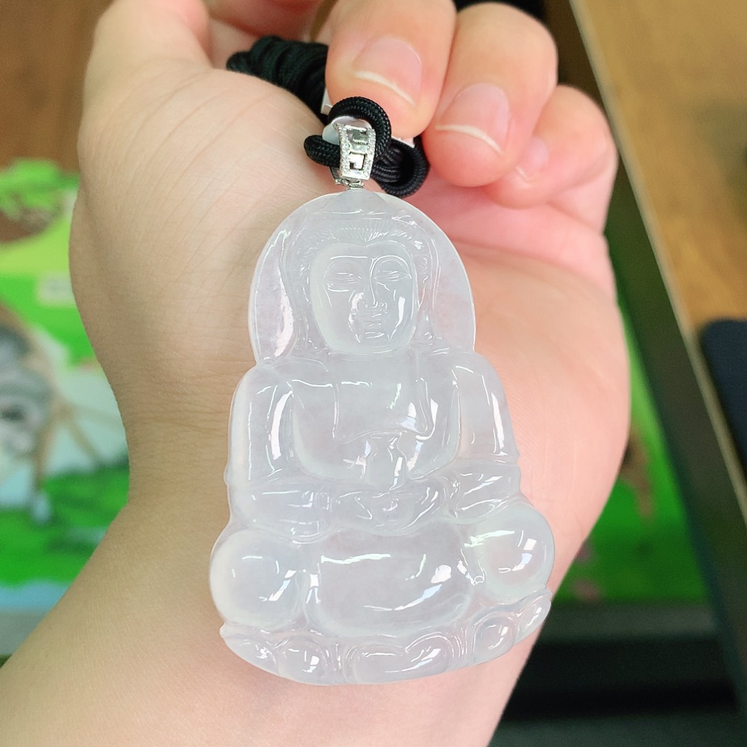 翡翠颈饰18K金镶嵌冰胶大观音