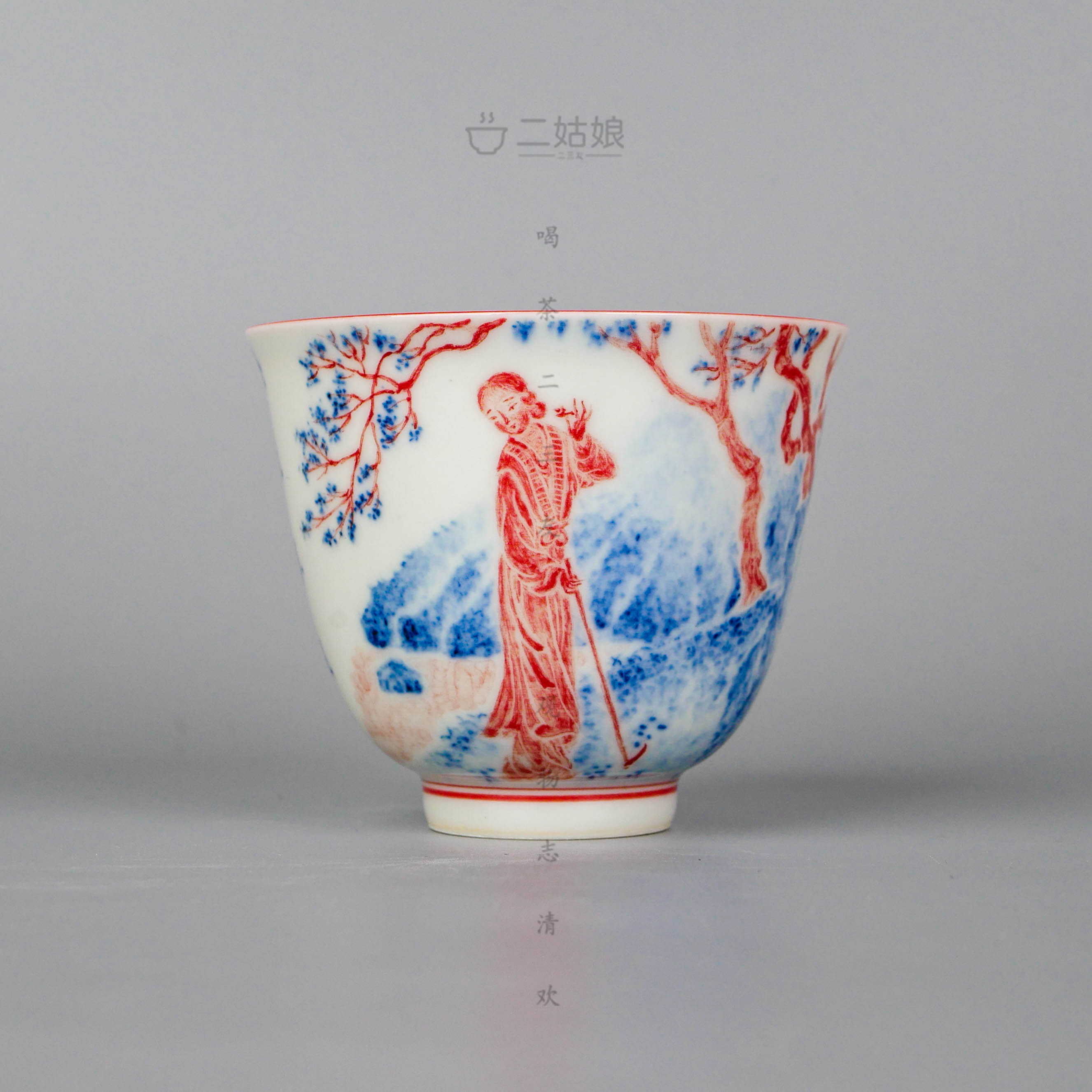 铭经草堂陈晋十二金钗黛玉葬花铃铛杯【景德镇全手工茶具100ml】
