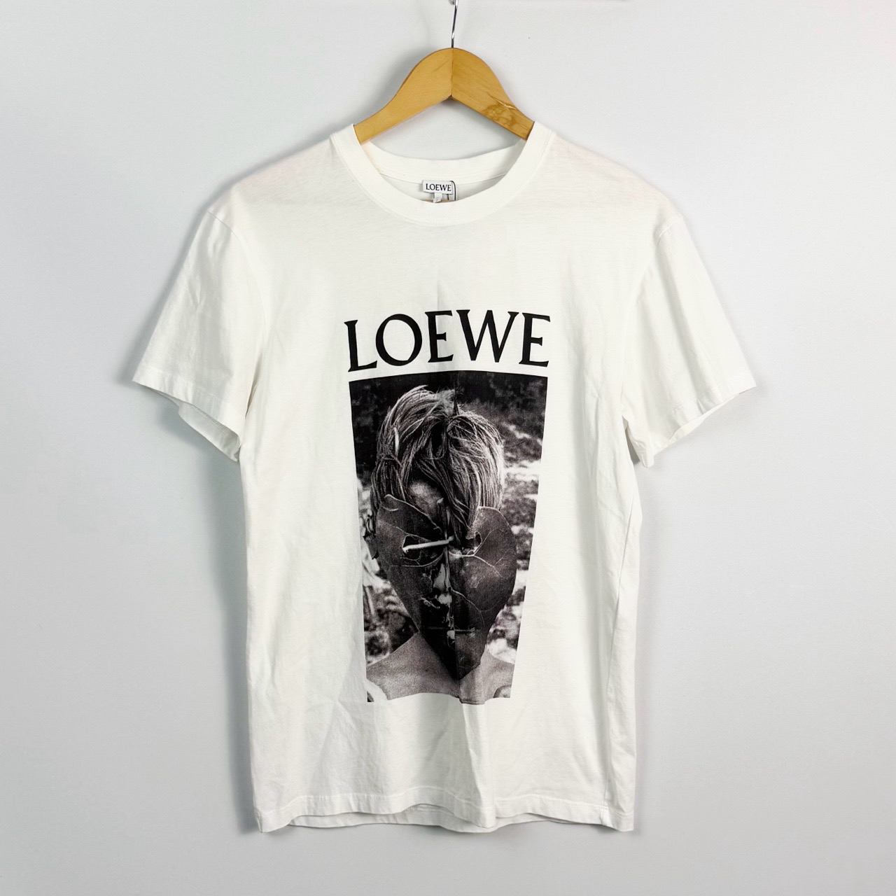 95新 LOEWE/罗意威 XS码  白色面具人logo短袖  lm1578