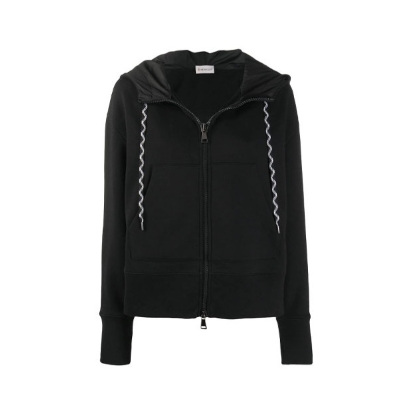 未使用 MONCLER 蒙口徽标刺绣连帽拉链夹克外套 女款 黑色
