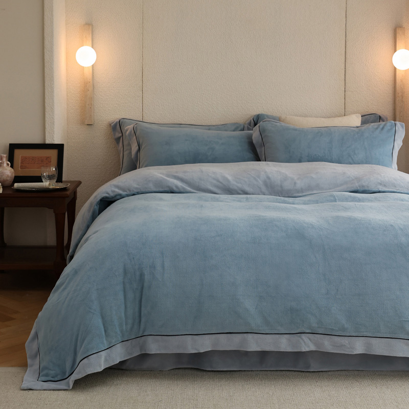 水星家纺 内购会冬季牛奶绒四件套床品套件加绒三件套单人被套