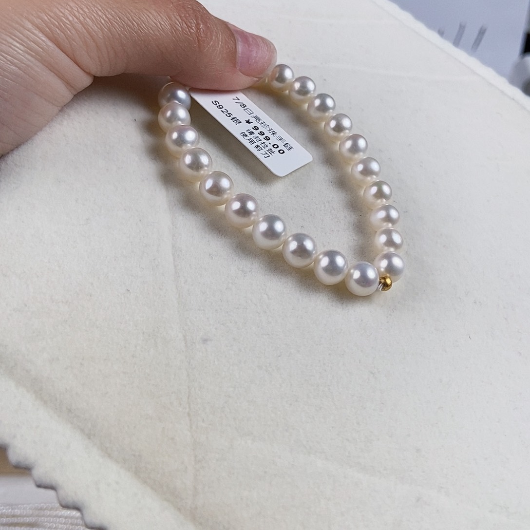 淡水珍珠手绳银S925镶嵌阿*