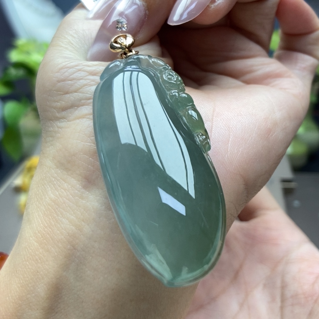 翡翠颈饰18K金镶嵌吊坠27