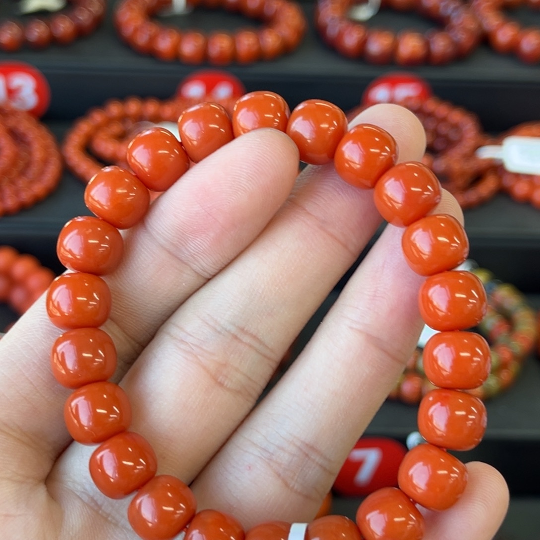 打***帅南红玛瑙未镶嵌手链保山冷水河老型手串10+