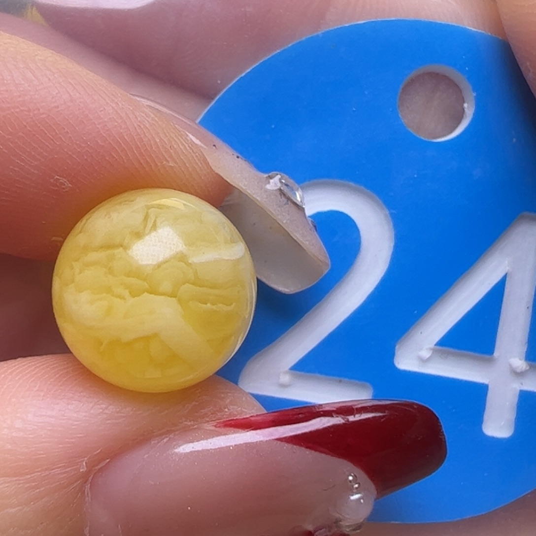 蜜蜡未镶嵌珠宝奇石11mm金瓷白圆珠