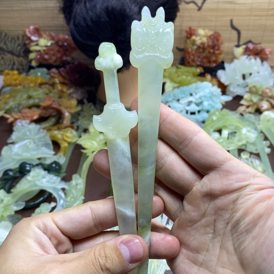 b***u蛇纹石玉未镶嵌发饰