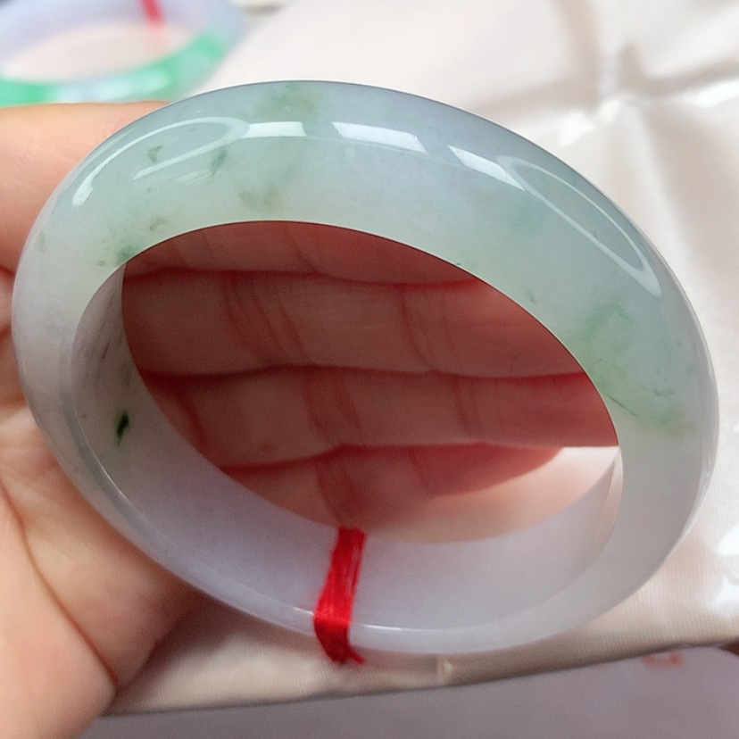 【闪购商品】翡翠手镯未镶嵌冰胶飘花手镯5152圈23号