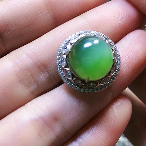 和田玉戒指银S925镶嵌