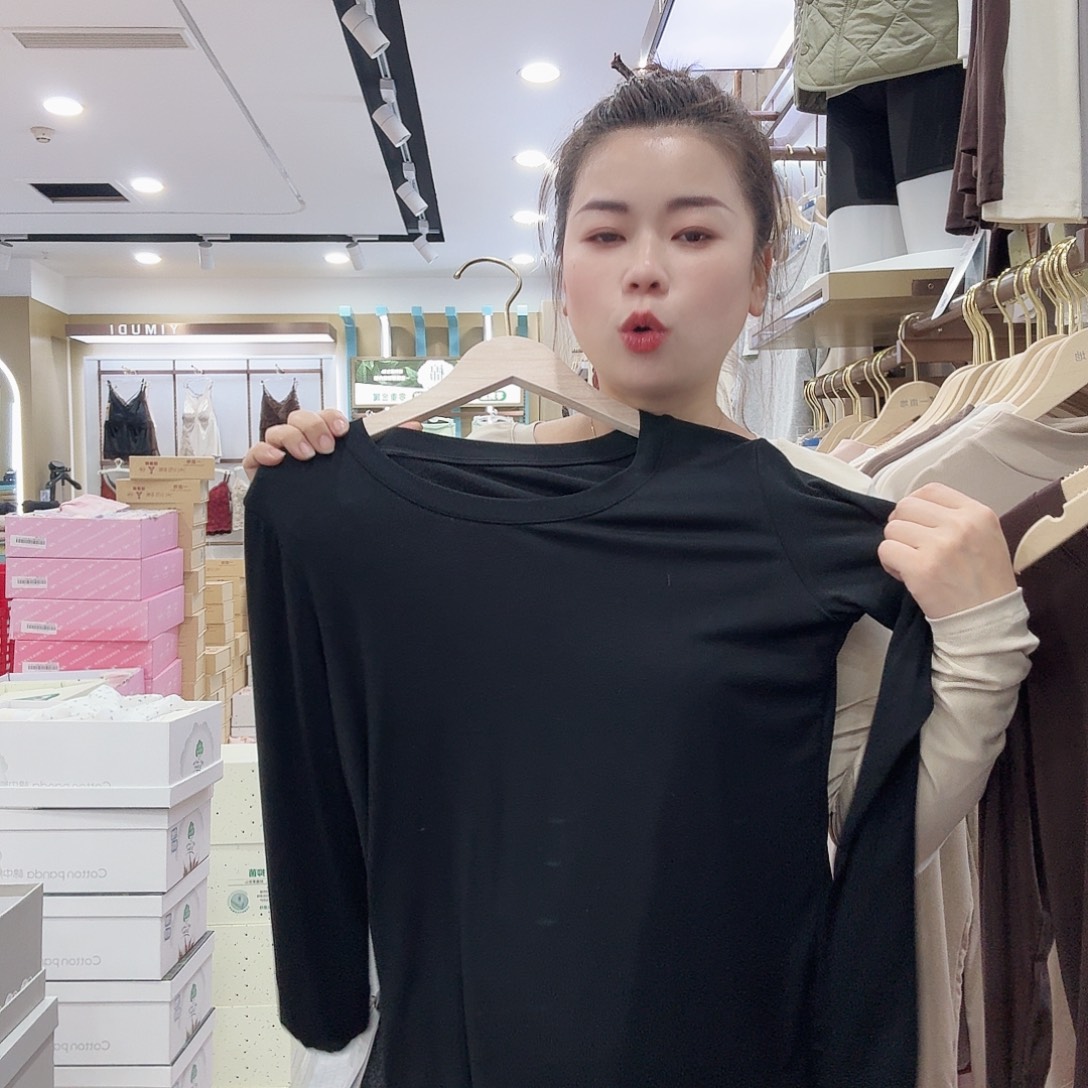 棉2643黑色打底衣单的