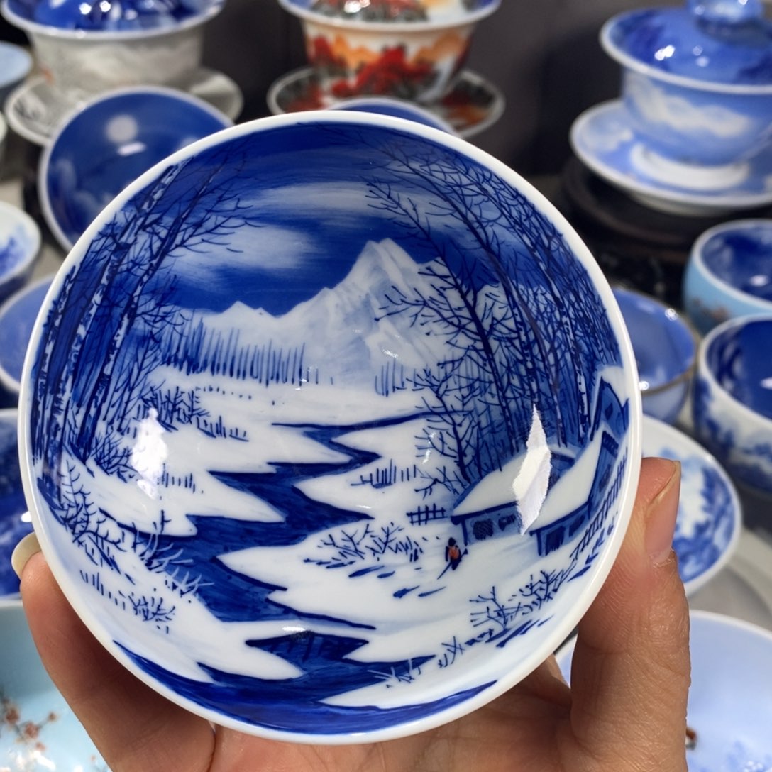 青花雪景主人杯杯