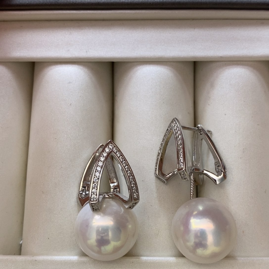 淡水珍珠耳饰银S925镶嵌