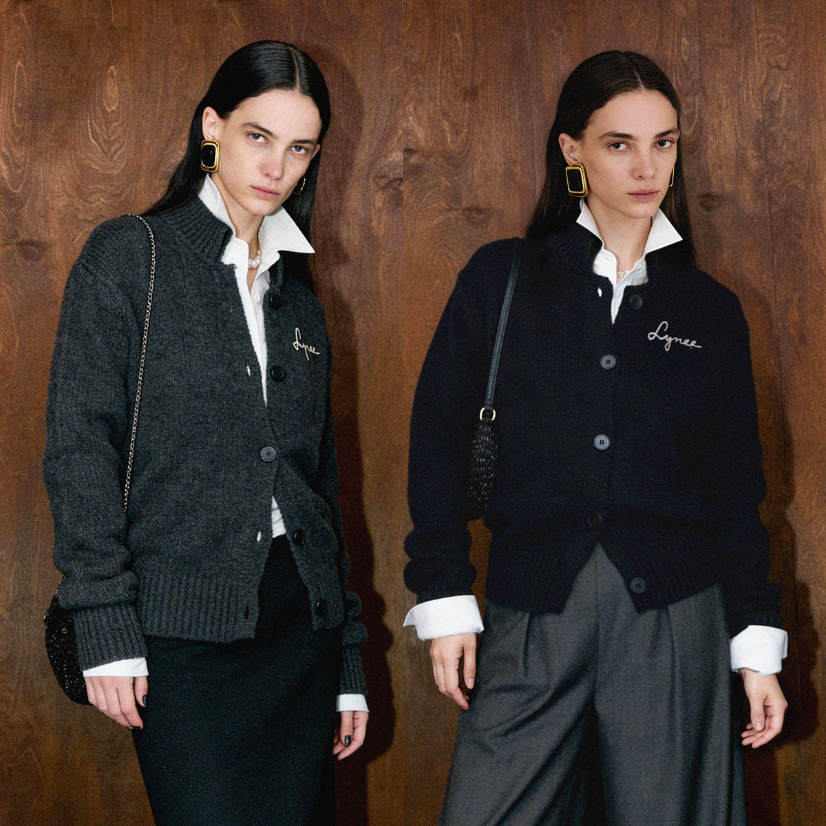 LYNEE 老钱风绵羊毛立领短开衫 复古针织毛衣外套LGD2FAK177