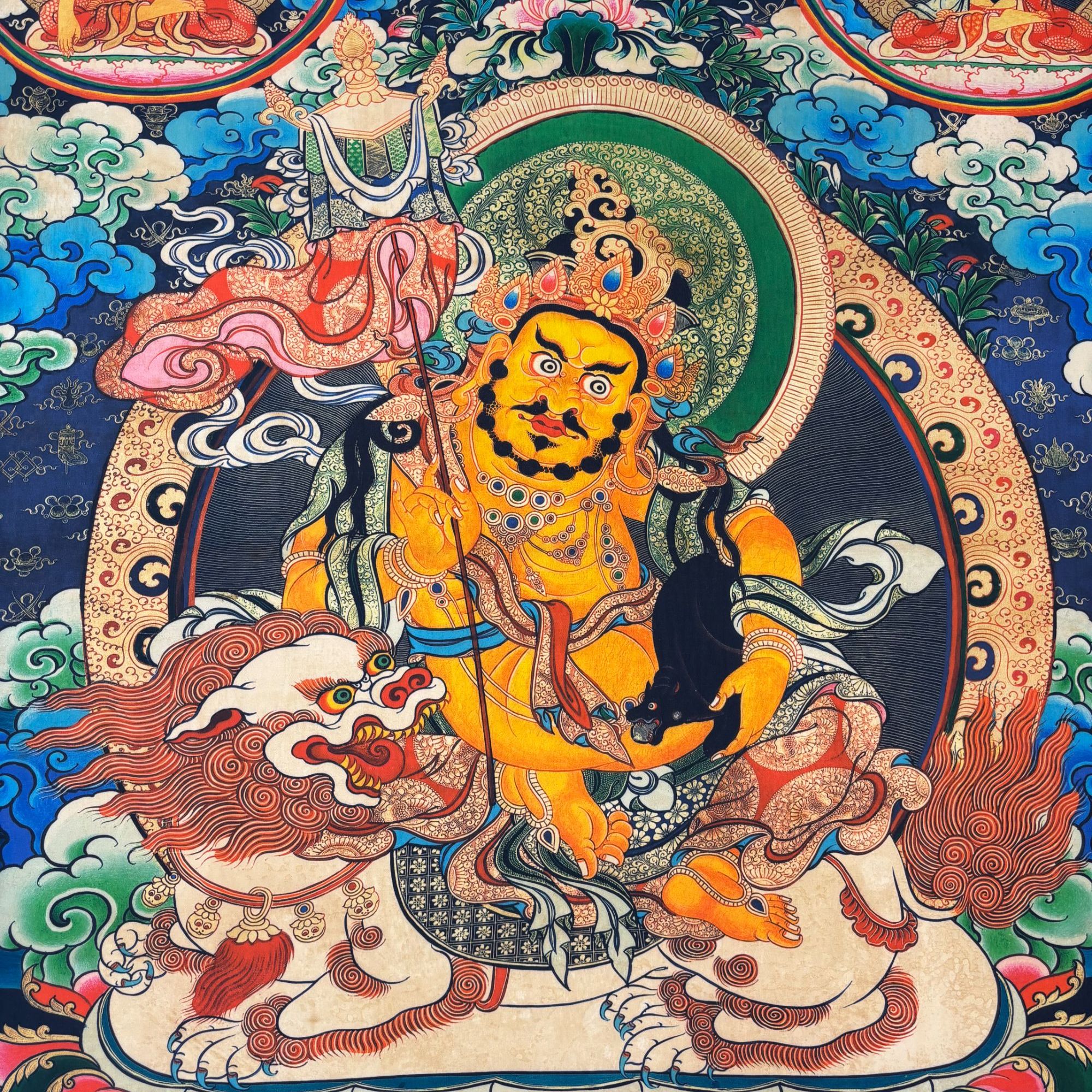 高端精品黄财神绘画类唐卡，精美佳作