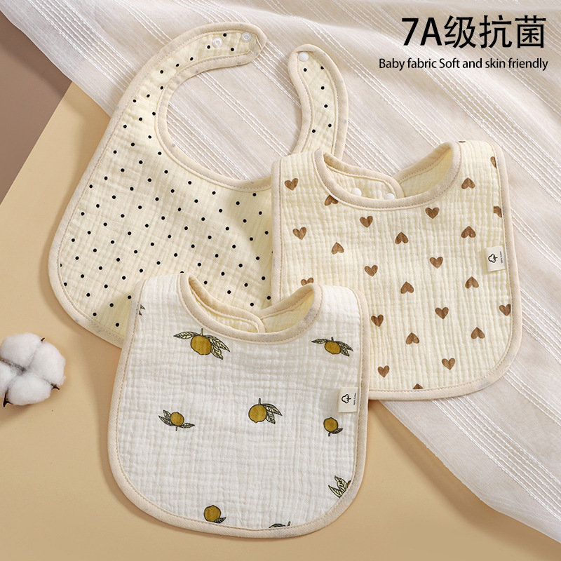 六层全棉纱布围嘴婴儿宝宝U型加大柔软吸水口水巾棉超软