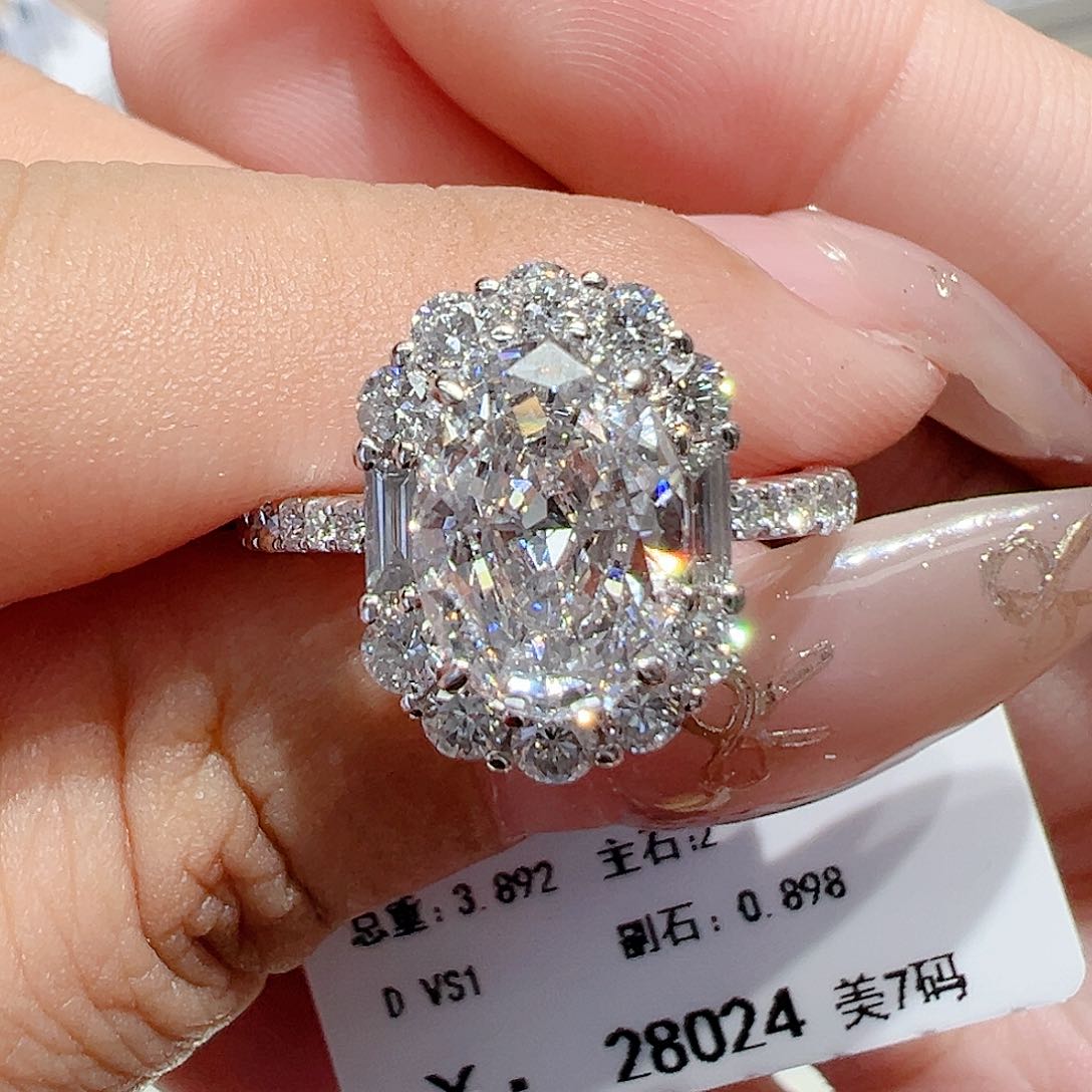 实验室培育钻石18K金镶嵌10-19圈现货