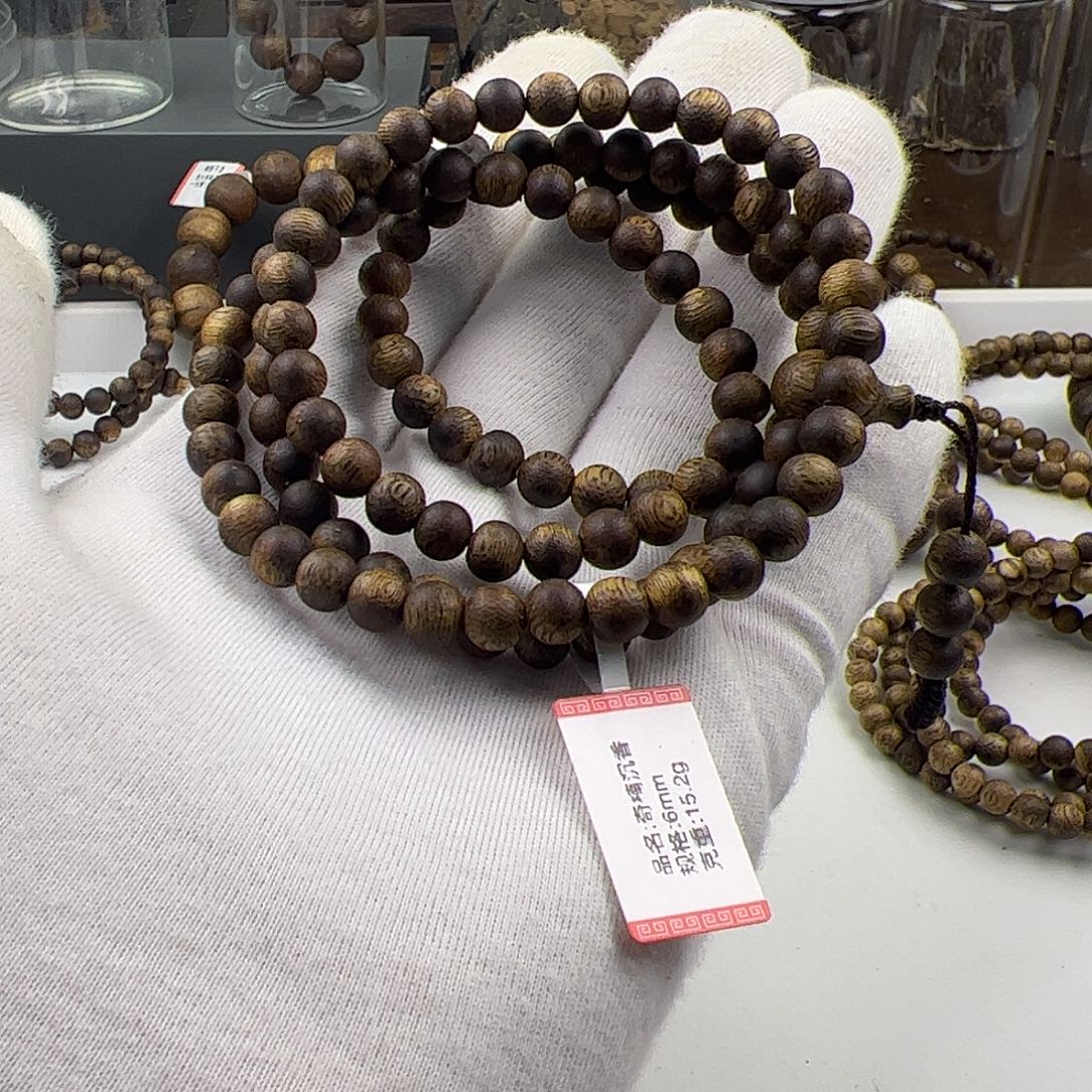 雅***品手串沉香圆珠多圈6mm