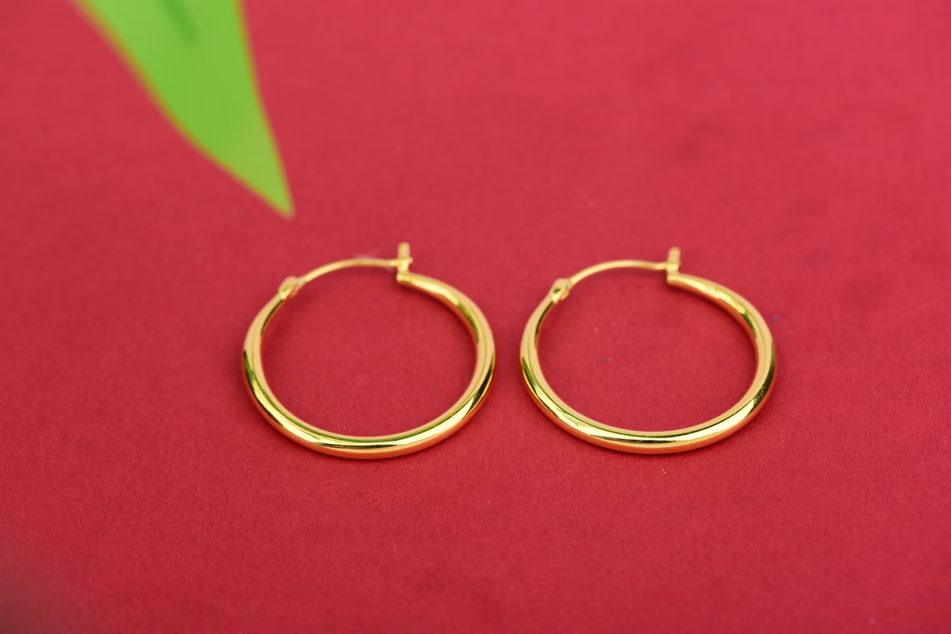 足银耳饰 【鑫品】-足银金色经典百搭亮光时尚耳环气质复古简约素圈