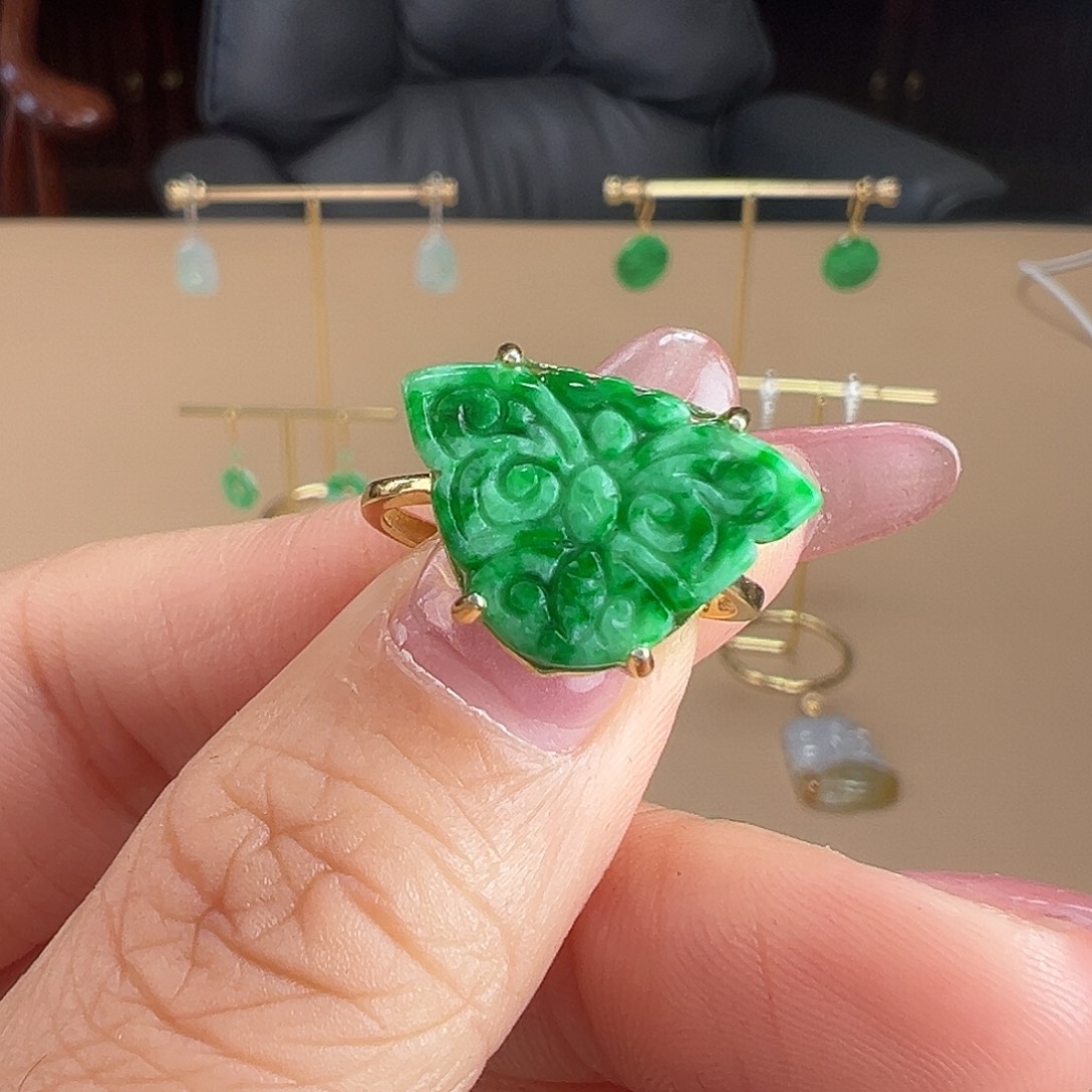 翡翠银S925镶嵌戒指戒指