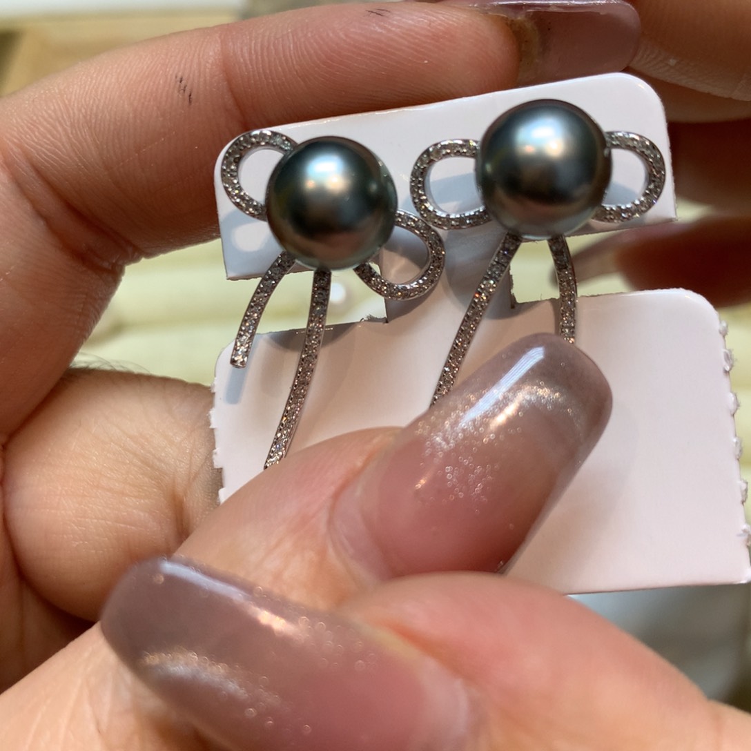 海水珍珠耳饰银S925镶嵌